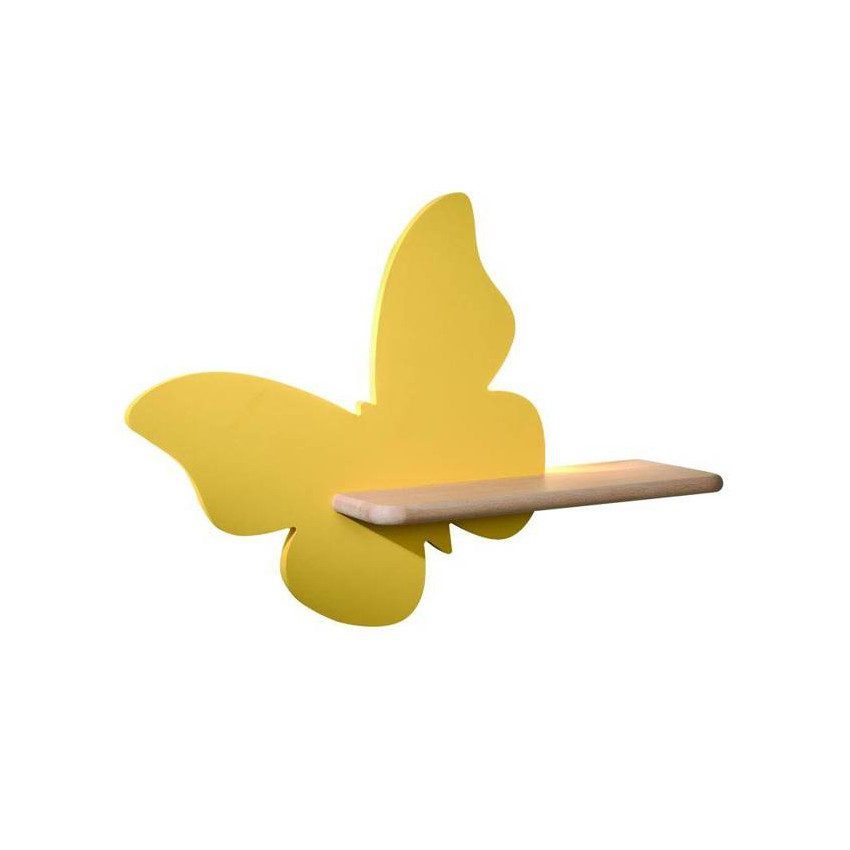 Yellow, Pink and Mint Butterfly Wall Light with Shelf