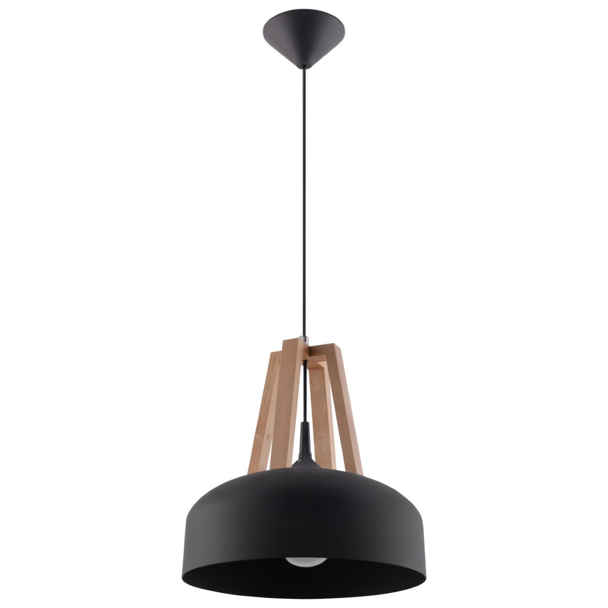 Casco pendant light black/natural wood